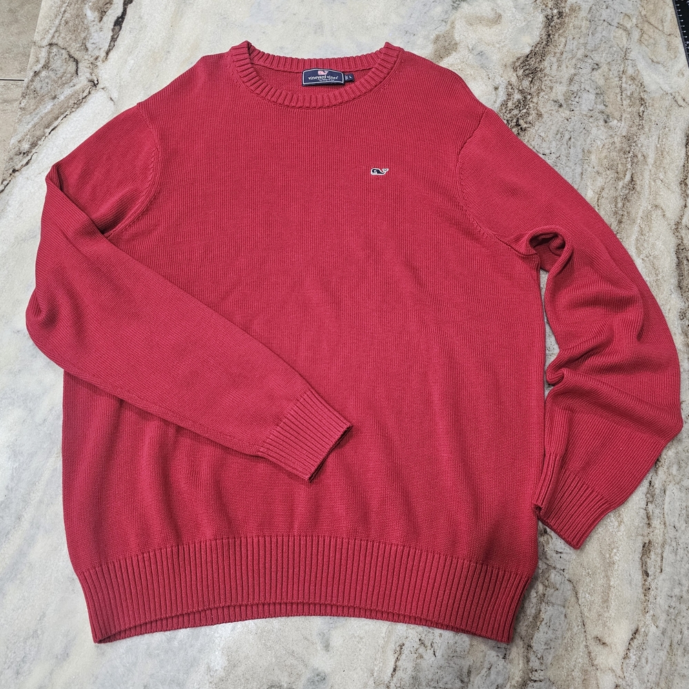 Vineyard Vines Red Crewneck Sweater Men’s Large Embroidered Whale